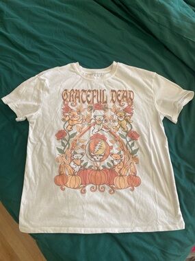 Grateful Dead White Tee with Orange & Pink Pumpkin Bears